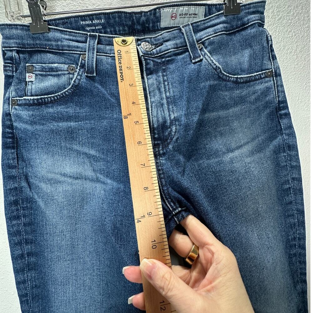 AG Medium Wash Whiskered Raw Hem Harper Essential Straight Leg Jeans 29R - Picture 12 of 13